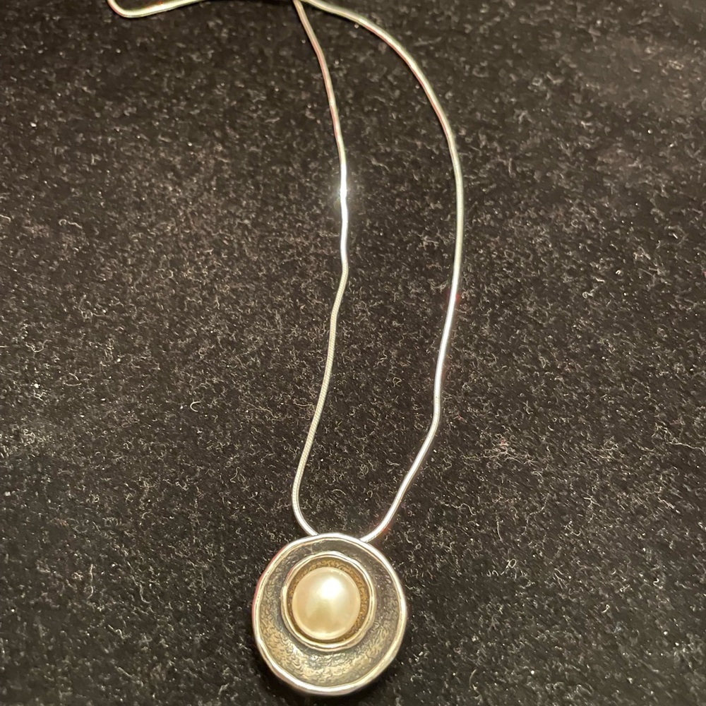 Israel Shablool Didae sterling silver 925 necklace, snake chain pearl 18”
